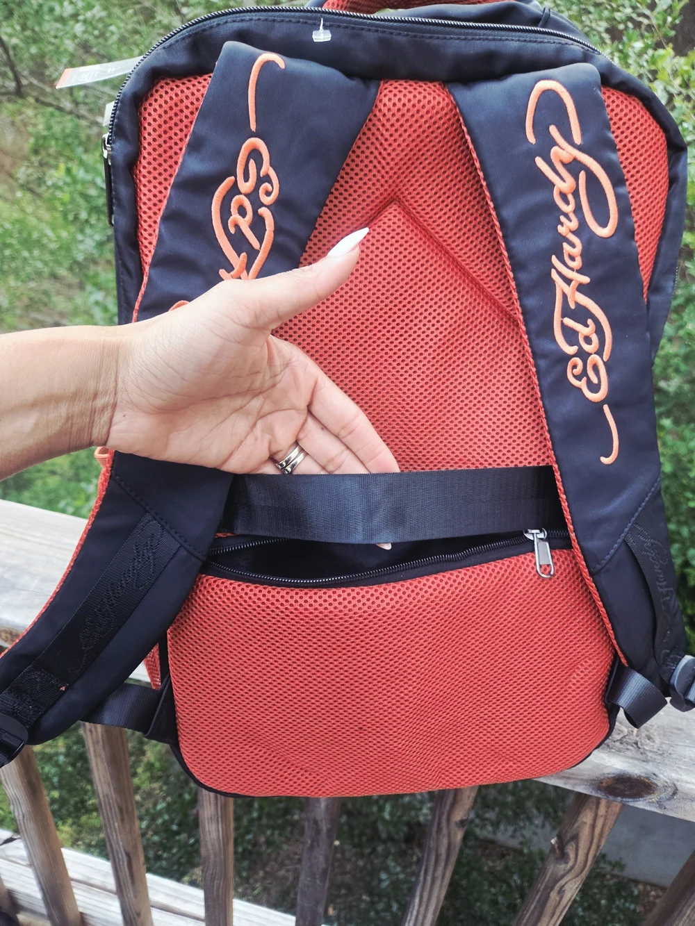 Ed Hardy Black Backpack with Vibrant Tiger Graphic